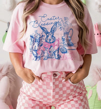Load image into Gallery viewer, Easter Blessings Blue Bunny Pink Bow TRANSFER BIA FEB 26