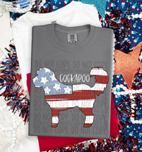 Load image into Gallery viewer, Patriotic Dog Designs White Text SWD MAY DROPDOWN TRANSFER