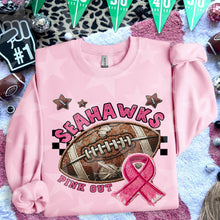 Load image into Gallery viewer, Pink Out Football Faux Embroidery Mascot DROPDOWN TRANSFER HMWK 24