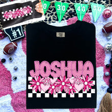 Load image into Gallery viewer, Pink Checkered Floral Faux Embroidery Mascot TRANSFER CAP DEC