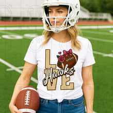 Load image into Gallery viewer, Love Football Flower Bow Mascot DROPDOWN TRANSFER HMWK JUNE 25