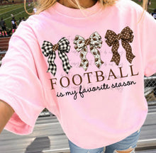 Load image into Gallery viewer, Football Is My Favorite Season Checker Leopard Bow Trio TRANSFER ET AUG 26