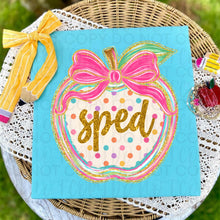 Load image into Gallery viewer, Gold Glitter Polka Apple Pink Bow School Grades Occupations DROPDOWN TRANSFER UAC JUNE 26