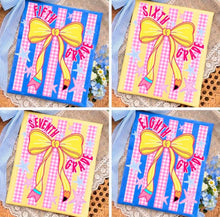 Load image into Gallery viewer, Large Skinny Pencil Bow And Pink Gingham Stripes Grade/Occupation Option DROPDOWN TRANSFER ET JULY 26