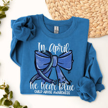 Load image into Gallery viewer, In April We Wear Blue Bow Child Abuse DROPDOWN TRANSFER SDD FEB