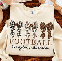 Load image into Gallery viewer, Football Is My Favorite Season Checker Leopard Bow Trio TRANSFER ET AUG 26