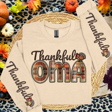 Load image into Gallery viewer, Thankful Plaid Title Faux Embroidery DOUBLE SLEEVE TRANSFER AGCM
