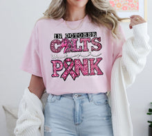 Load image into Gallery viewer, In October Mascots Wear Pink Faux Rhinestone Mascots DROPDOWN TRANSFER