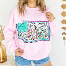 Load image into Gallery viewer, Pink Teal Dalmatian Bow States (All 50 states available) DTF TRANSFER