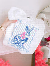 Load image into Gallery viewer, Blue Bow Stripe Frame Bunny DROPDOWN TRANSFER MZM MAR 26