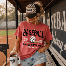 Load image into Gallery viewer, Baseball Softball Dirt And Discipline Phillipians 4:13 DROPDOWN TRANSFER SDD JUNE 26