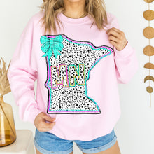 Load image into Gallery viewer, Pink Teal Dalmatian Bow States (All 50 states available) DTF TRANSFER
