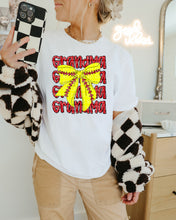 Load image into Gallery viewer, Glitter Names Softball Bow Stacked TRANSFER CAP FEB