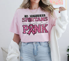 Load image into Gallery viewer, In October Mascots Wear Pink Faux Rhinestone Mascots DROPDOWN TRANSFER