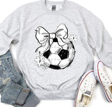 Load image into Gallery viewer, Play Ball Soccer Bow With Flower DROPDOWN TRANSFER BIA