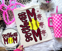 Load image into Gallery viewer, Floral Softball Mom With Pocket DROPDOWN TRANSFER CAP MAR
