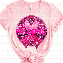 Load image into Gallery viewer, Breast Cancer Glitter Circle Mascot DROPDOWN TRANSFER