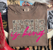 Load image into Gallery viewer, Jesus Is King Retro Distressed Camo DTF TRANSFER TUESDAY