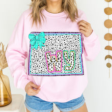 Load image into Gallery viewer, Pink Teal Dalmatian Bow States (All 50 states available) DTF TRANSFER