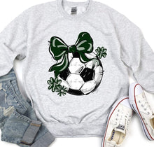 Load image into Gallery viewer, Play Ball Soccer Bow With Flower DROPDOWN TRANSFER BIA