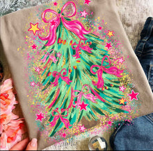 Load image into Gallery viewer, Pink Preppy Bow Splatter Tree Star TRANSFER