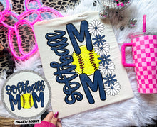 Load image into Gallery viewer, Floral Softball Mom With Pocket DROPDOWN TRANSFER CAP MAR