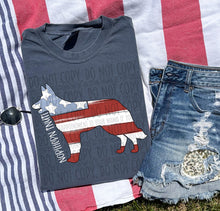 Load image into Gallery viewer, Patriotic Dog Designs White Text SWD MAY DROPDOWN TRANSFER