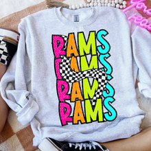 Load image into Gallery viewer, 80’s Stacked Checker Mascots DROPDOWN TRANSFER CSD FEB 26