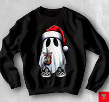 Load image into Gallery viewer, Iced Coffee Ghost Santa Hat TRANSFER KPI