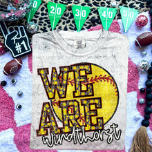 Load image into Gallery viewer, We Are Faux Embroidery Glitter Softball Mascot TRANSFER CAP JAN