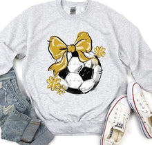 Load image into Gallery viewer, Play Ball Soccer Bow With Flower DROPDOWN TRANSFER BIA