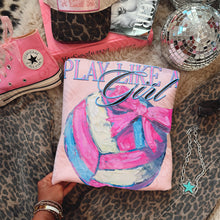 Load image into Gallery viewer, Play Like A Girl Pink Bow Paint Sports Balls DROPDOWN TRANSFER KAYNDI JAN 26