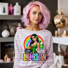 Load image into Gallery viewer, I’m Always Lucky Glitter Lady TRANSFER