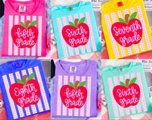 Load image into Gallery viewer, Large Apple And Pink Gingham Stripes Grade/Occupation Option DROPDOWN TRANSFER ET JULY 26