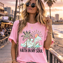Load image into Gallery viewer, Salt In The Air Faith In My Soul Palm Dolphin And Waves Gold Glitter Outline TRANSFER SDD APR 26