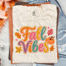 Load image into Gallery viewer, Fall Vibes Multi Color With Pumpkin & Leaves Faux Glitter Accents TRANSFER UAC JULY 26