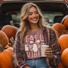 Load image into Gallery viewer, Fall Vibes Pumpkin Plaid Bow TRANSFER SDD