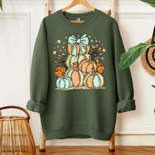 Load image into Gallery viewer, Fall Pumpkin Blue Bow TRANSFER SDD AUGUST