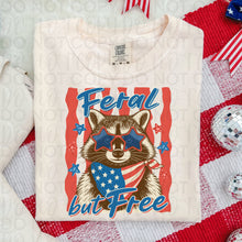 Load image into Gallery viewer, Feral But Free Raccoon Star Glasses Wavy Red Stripes TRANSFER UAC MAY 26