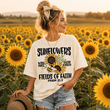 Load image into Gallery viewer, Sunflowers Fields Of Faith Psalm 23:2 Color DROPDOWN TRANSFER SDD AUG 26