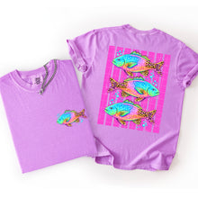 Load image into Gallery viewer, Neon Leopard Fish Pink Distressed Lines WITH Fish Pocket TRANSFER SDD APR 26