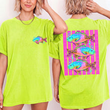 Load image into Gallery viewer, Neon Leopard Fish Pink Distressed Lines WITH Fish Pocket TRANSFER SDD APR 26