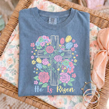 Load image into Gallery viewer, He Is Risen Floral Cross DROPDOWN TRANSFER UAC MAR 26