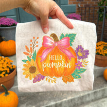 Load image into Gallery viewer, Floral hello Pumpkin Sunflower And Big Pink Bow TRANSFER UAC JULY 26