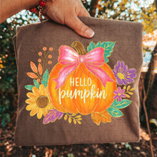 Load image into Gallery viewer, Floral hello Pumpkin Sunflower And Big Pink Bow TRANSFER UAC JULY 26