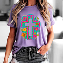 Load image into Gallery viewer, Floral Cross Mock TRANSFER SDD MAY