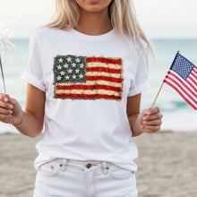 Load image into Gallery viewer, American Flag Rough Edge Faux Embroidery Patchwork TRANSFER SDD APR 26