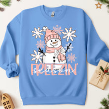 Load image into Gallery viewer, Freezin Season Pink Plaid Hat & Scarf Snowman Snowflakes TRANSFER SDD NOV 25