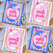 Load image into Gallery viewer, Preppy Pink Gingham Apple Star Stripes Grades DROPDOWN TRANSFER ET JUNE 26