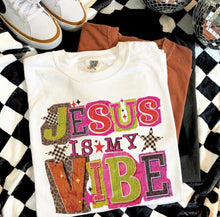 Load image into Gallery viewer, Jesus Is My Vibe Leopard Checker Block Letters TRANSFER DWD NOV 25